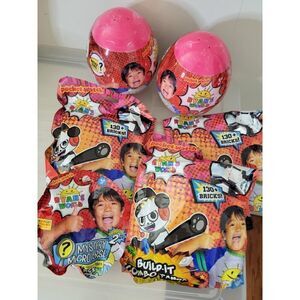 RYAN'S WORLD: Mini Mystery Egg, Build-it Combo  Total 6 toys NWT